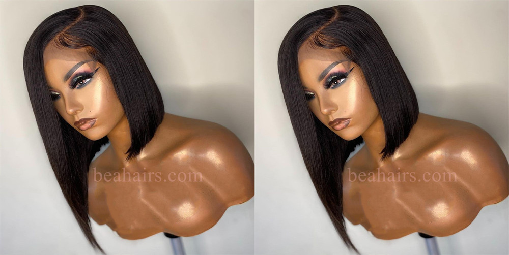 Stock side parting asymmetrical bob 5*5 HD lace closure wig